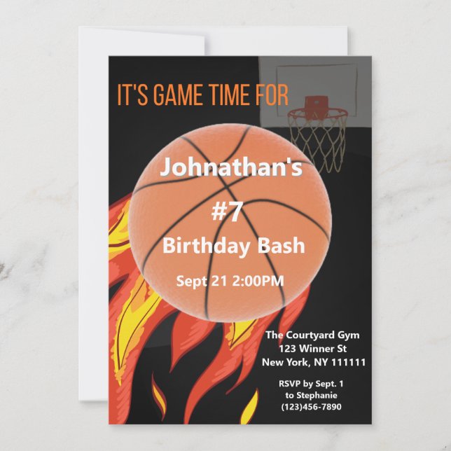 Invitation Basketball Anniversaire Bash - C'est l'heure du je (Devant)