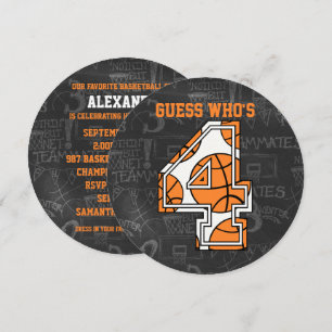 Invitation Basketball Chalkboard 4e fête d'anniversaire