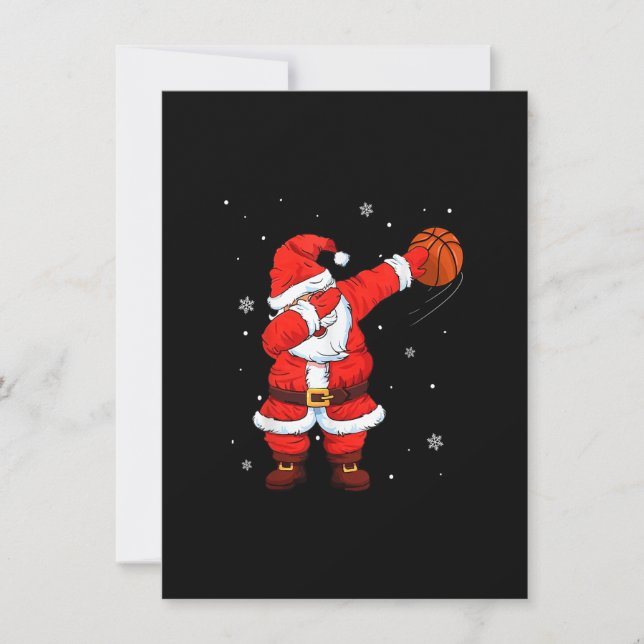 Invitation Basketball Dabbing Père Noël Drôle cadeaux de Noël (Devant)