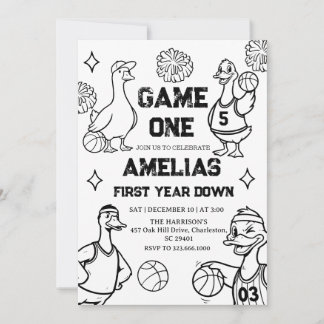 Invitation Basketball Goose 1st Birthday American Sports