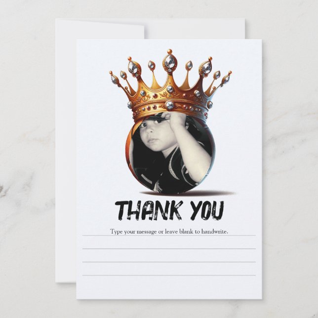 Invitation Basketball King Gold Crown Merci d'anniversaire (Devant)