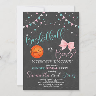 Invitation Basketball ou Bows Genre Revevela Party