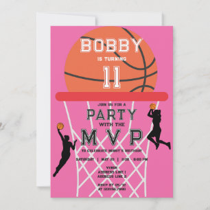 Invitation Basketball Sport Jumpman rose femme fille Annivers