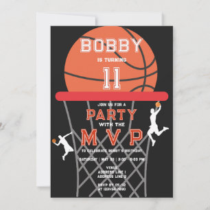 Invitation Basketball Sport Jumpman Thème Black MVP Anniversa