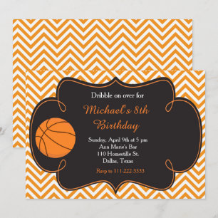 Invitation Basketball Sports Orange Anniversaire
