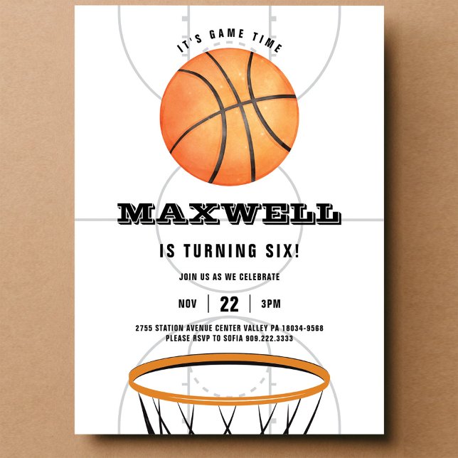 Invitation Basketball Sports Slam Dunk Thème Anniversaire (Créateur téléchargé)