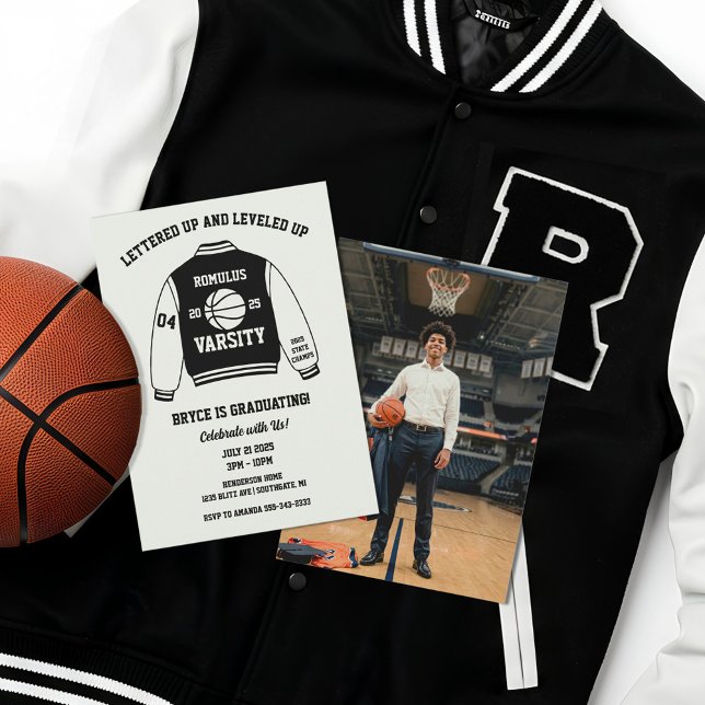 Invitation Basketball Varsity Veste Graduation Party (Basketball Graduation Party Invitations)