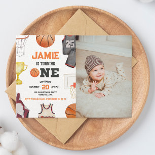 Invitation Basketball Watercolor Boys 1er anniversaire