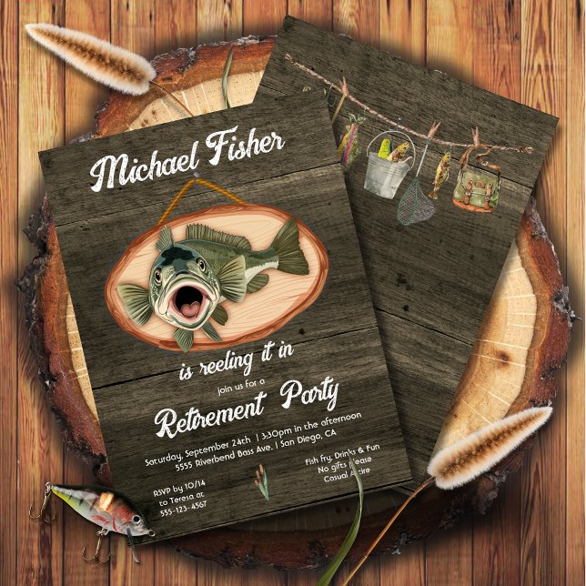 Invitation Bass Fishing Drôle Reeling dans (Créateur téléchargé)