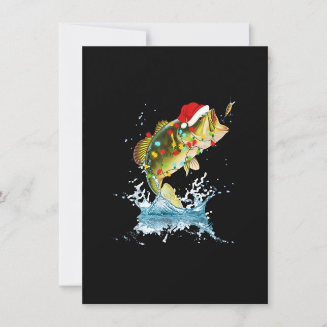 Invitation Bass Fishing Santa Hat Christmas Pajama Fish (Devant)