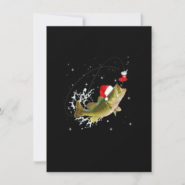 Invitation Bass Fishing Santa Hat Christmas Pajama Fish (Devant)