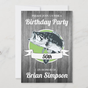 Invitation Basse Pêche Anniversaire Hommes Sports Pêche 50e