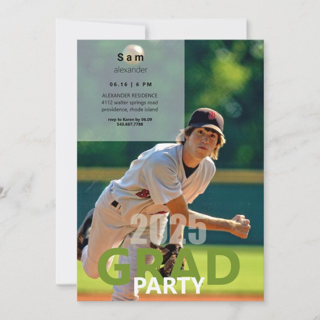 Invitation Basse-photo de baseball 2025 (Devant)