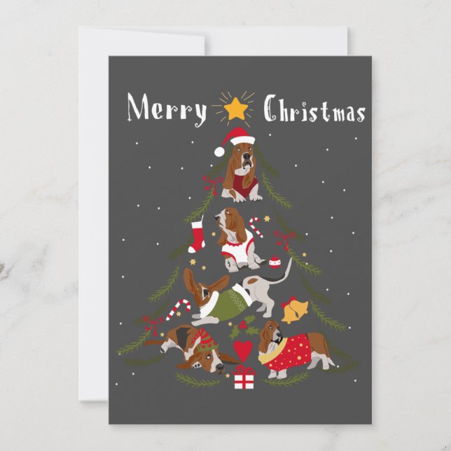 Invitation Basset Hound Arbre de Noël Amoureux des chiens (Devant)