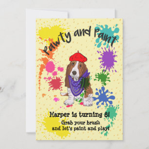Invitation Basset Hound Chien Amusant Art Anniversaire Invita