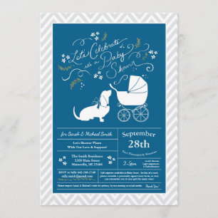 Invitation Basset Hound Chien Baby shower Garçon bleu