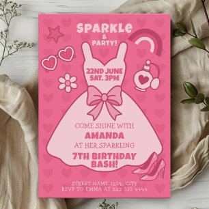 Invitation Bassin d'anniversaire étincelant pour les filles a