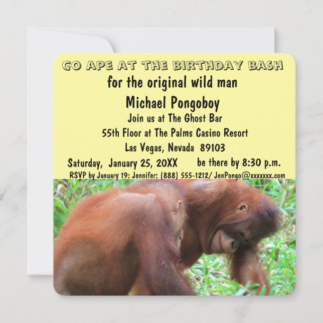 Invitation Bassin d'anniversaire Go Ape (Devant)