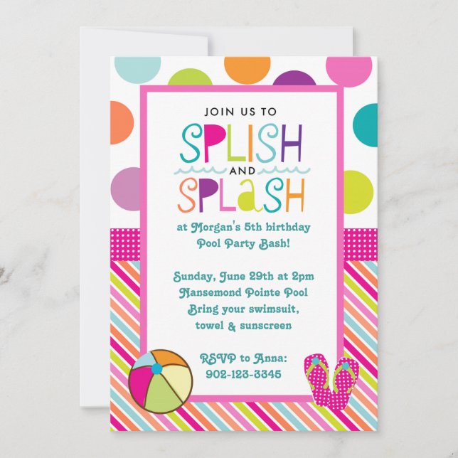 Invitation Bassin De Splash (Rose) (Devant)