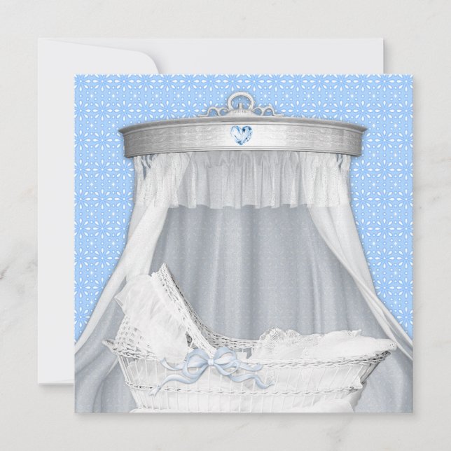 Invitation Bassinet Bleu Baby Boy Douche (Devant)