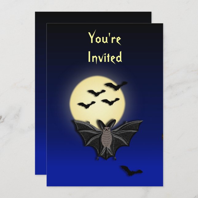 Invitation Bat Halloween (Devant / Derrière)