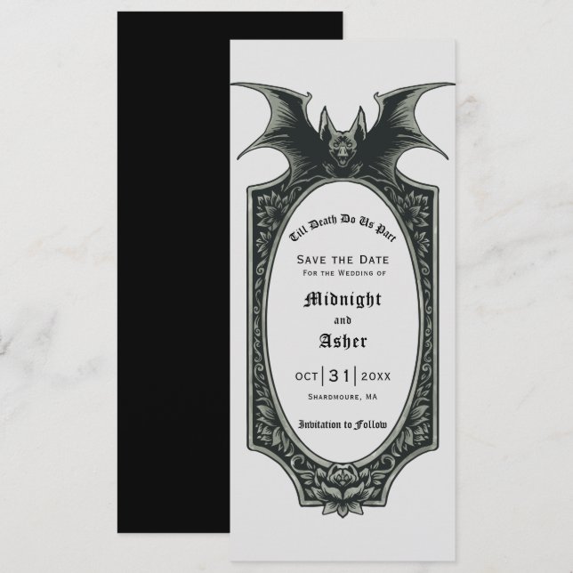 Invitation Bat Halloween Jusqu'À La Mort Do Us Part Enregistr (Devant / Derrière)