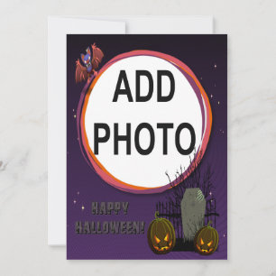 Invitation Bat, Jack o' Lanterns, Tombstone, Ajouter Un Cadre