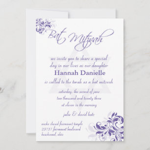 Invitation Bât Mitsva Fleurie Violette Formel