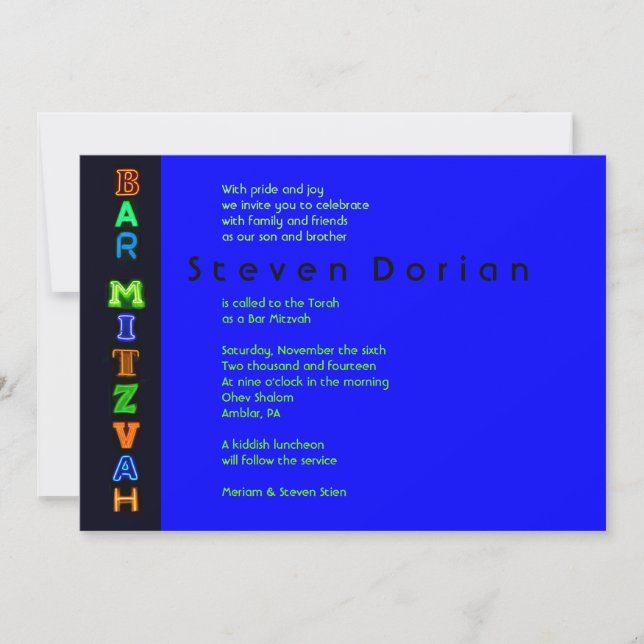 Invitation Bat mitzvah À Barres ÉLECTRIQUES (Devant)