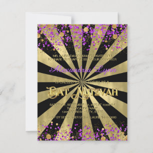Invitation Bat mitzvah à huile violette et or