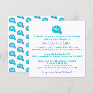 Invitation Bat mitzvah à thème de voyage
