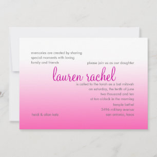 Invitation Bat mitzvah Argent et rose