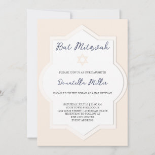 Invitation Bât Mitzvah Art Moderne Étoile De David