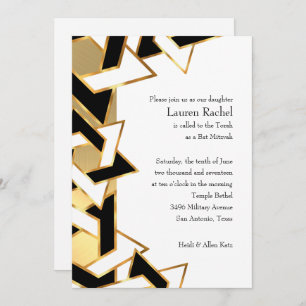 Invitation Bat mitzvah Black White Star de David sur n'import