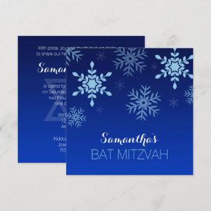 Invitation Bat mitzvah bleu hiver moderne Wonderland