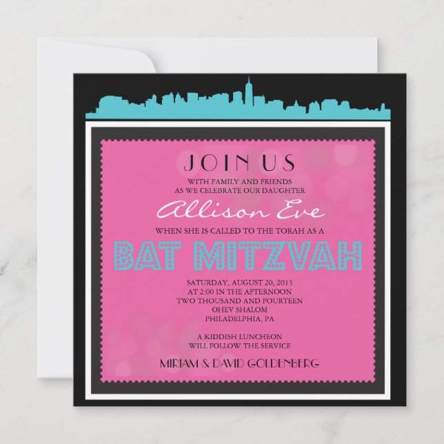 Invitation BAT MITZVAH CLASSIQUE DE LA VOIE NAVIGABLE Invitat (Devant)