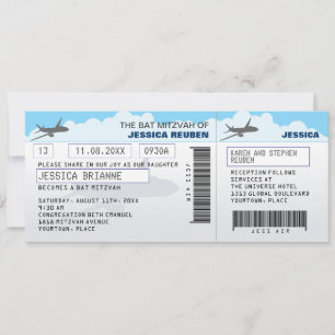 Invitation Bat mitzvah de la barre de billets d'avion