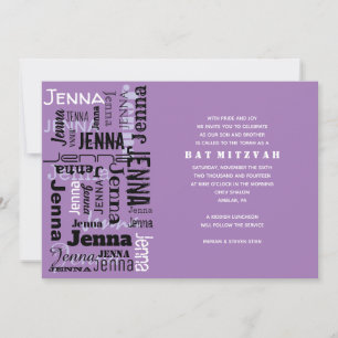 Invitation Bat mitzvah de la barre de noms