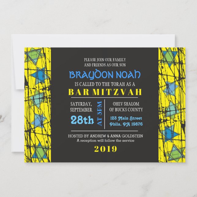 Invitation Bat mitzvah de la barre des étoiles en  (Devant)