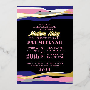 Invitation Bat mitzvah de la barre rose de la mari
