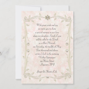 Invitation Bat mitzvah de l'aquarelle de pêche