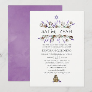 Invitation Bat mitzvah de lavande de coton aquarelle