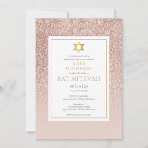 Invitation Bat mitzvah de Parties scintillant Rose Gold