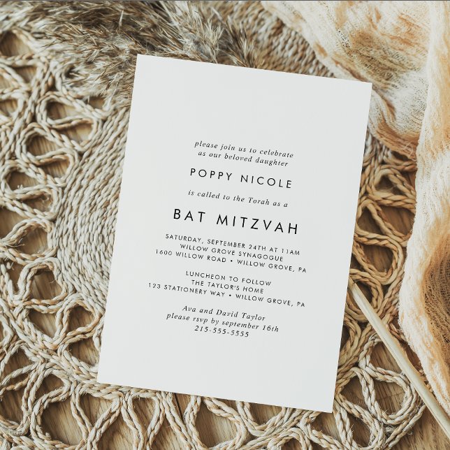 Invitation Bat mitzvah de typographie chic (Créateur téléchargé)