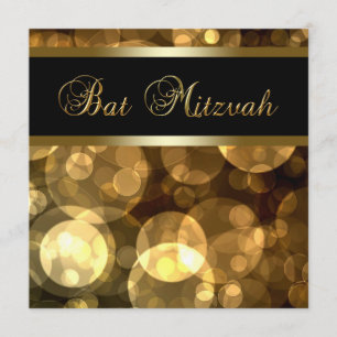 Invitation Bat mitzvah des bulles d'or noir