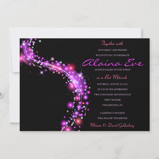 Invitation Bat mitzvah des ÉTOILES DE PINK (Devant)