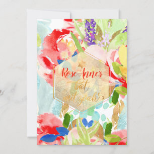 Invitation Bat mitzvah des fleurs d'aquarelle de printemps Pi