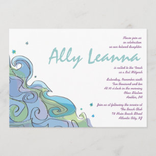 Invitation Bat mitzvah du bar Beachy Ocean Wave