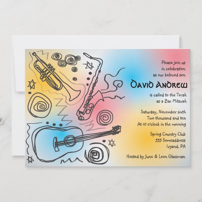 Invitation Bat mitzvah du bar musical Jazzy (Devant)