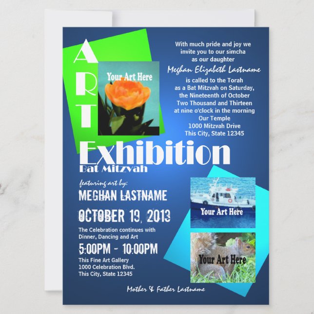 Invitation Bat mitzvah du salon d'art (Devant)